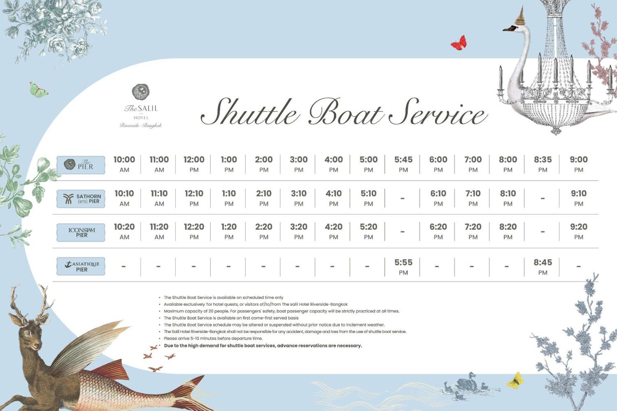 The Salil Hotel Riverside バンコク都 エクステリア 写真 Shuttle boat service timetable